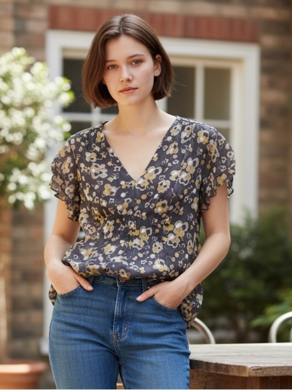 Biden floral boho romantic feminine prairie ditsy top